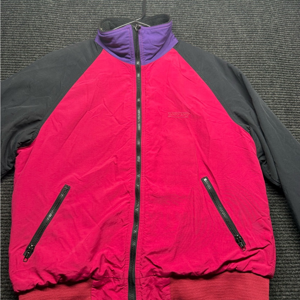 Vintage Land’s End Squall Jacket Red Black Purple 90s soft shell - Picture 2 of 6